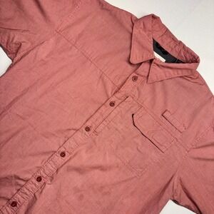 Wrangler Authentics Mens Large Red Micro Check Short Sleeve Button Down Shirt